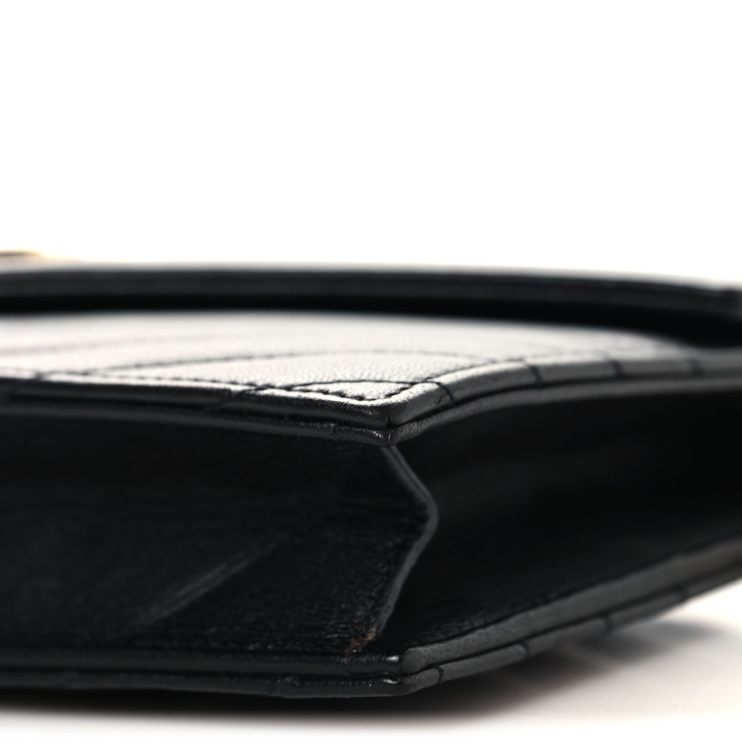 Calfskin Matelasse Chevron Monogram Envelope Chain Wallet Black