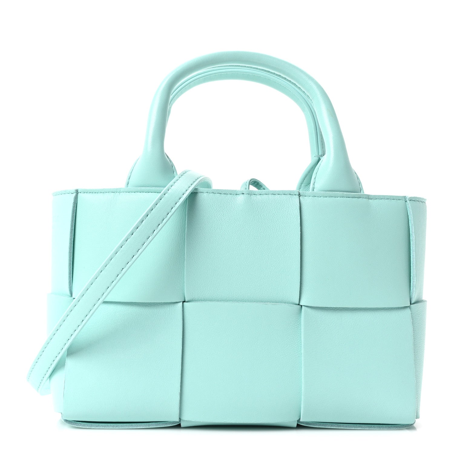 Grained Calfskin Maxi Intrecciato Mini Arco Tote Pale Blue