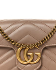 Calfskin Matelasse Super Mini GG Marmont Shoulder Bag Porcelain Rose