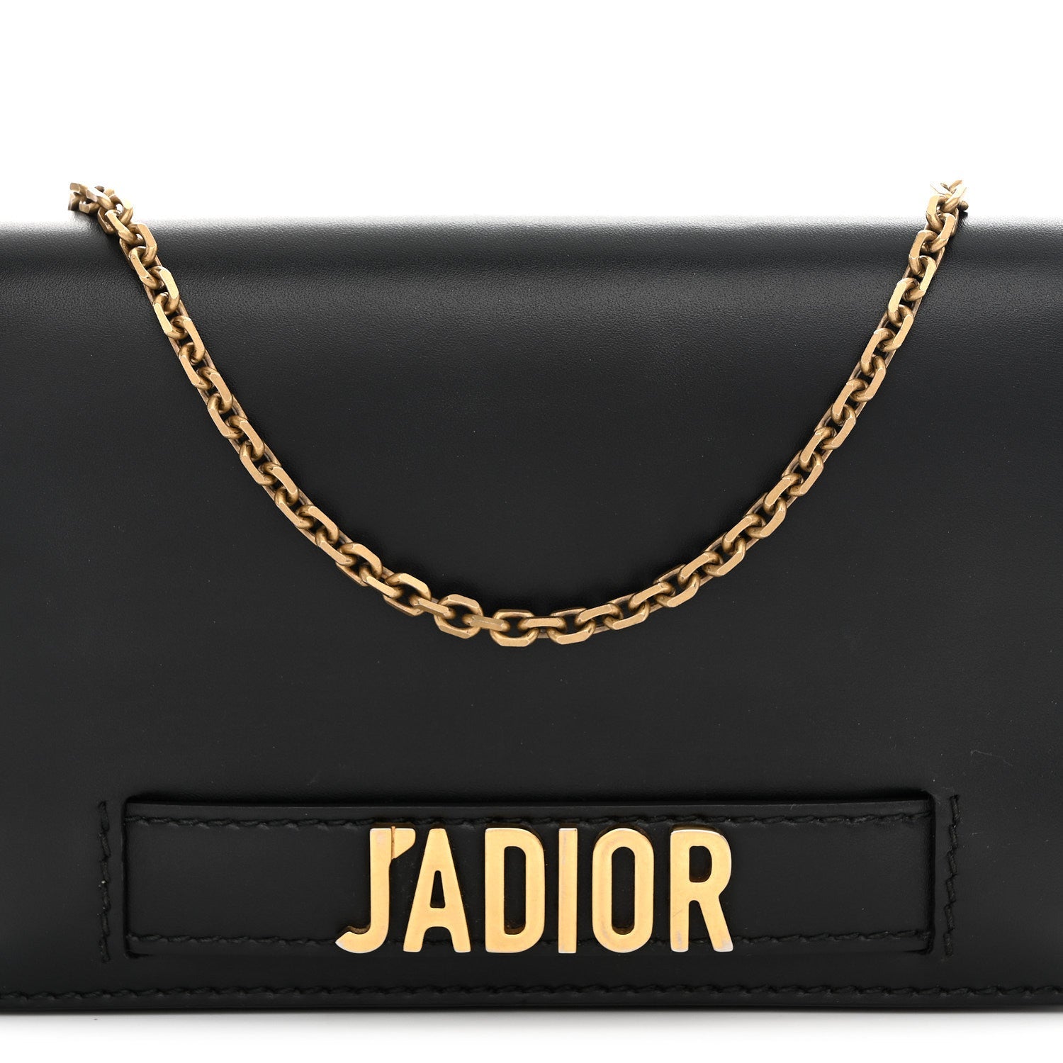 Calfskin J'AD1OR Wallet on Chain Pouch Black