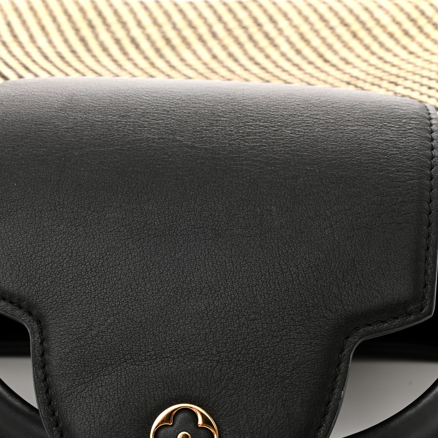 Raffia Calfskin Capucines MM Black Ecru