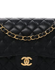 Caviar Quilted Medium Double Flap Black
