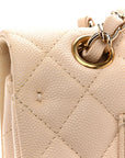 Caviar Quilted Medium Double Flap Light Beige