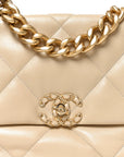 Lambskin Quilted Large CHNL 19 Flap Beige