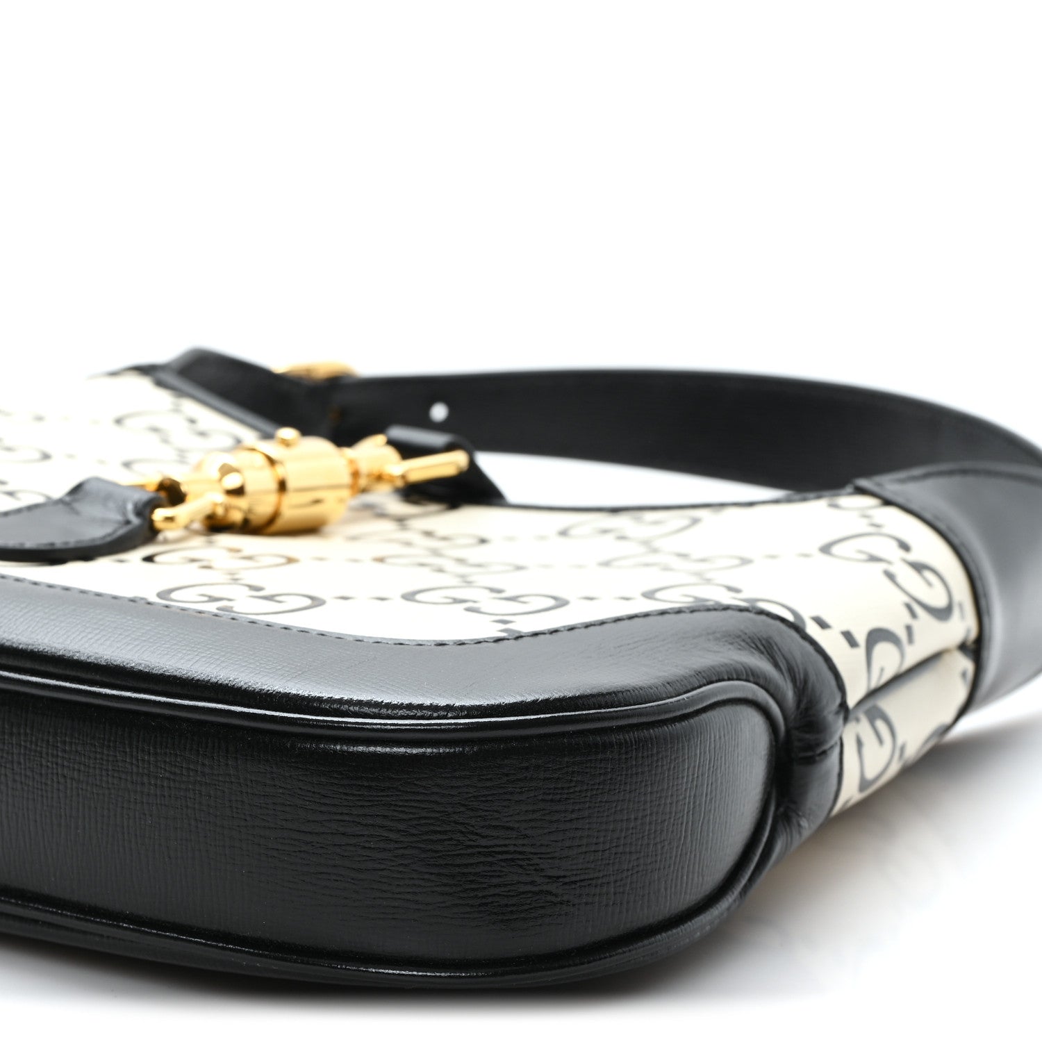 Azalea Calfskin GG Monogram Bi-Color Debossed Small Jackie 1961 Hobo Mystic White Black