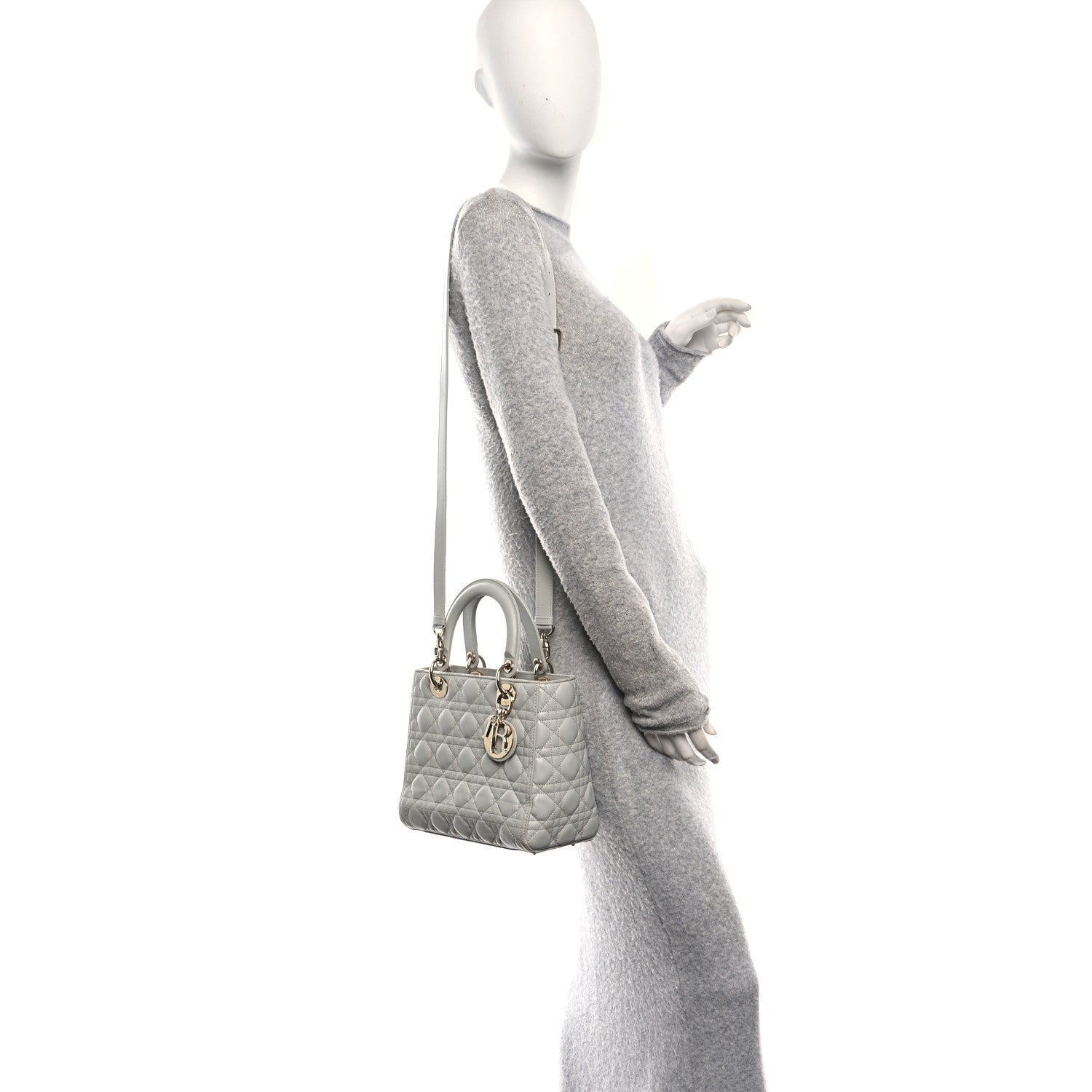 Lambskin Cannage Medium Lady D1OR Grey