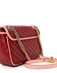 Azalea Calfskin Enamel Matelasse Diagonal Small Torchon GG Marmont Shoulder Bag New Cherry Red Wild Rose