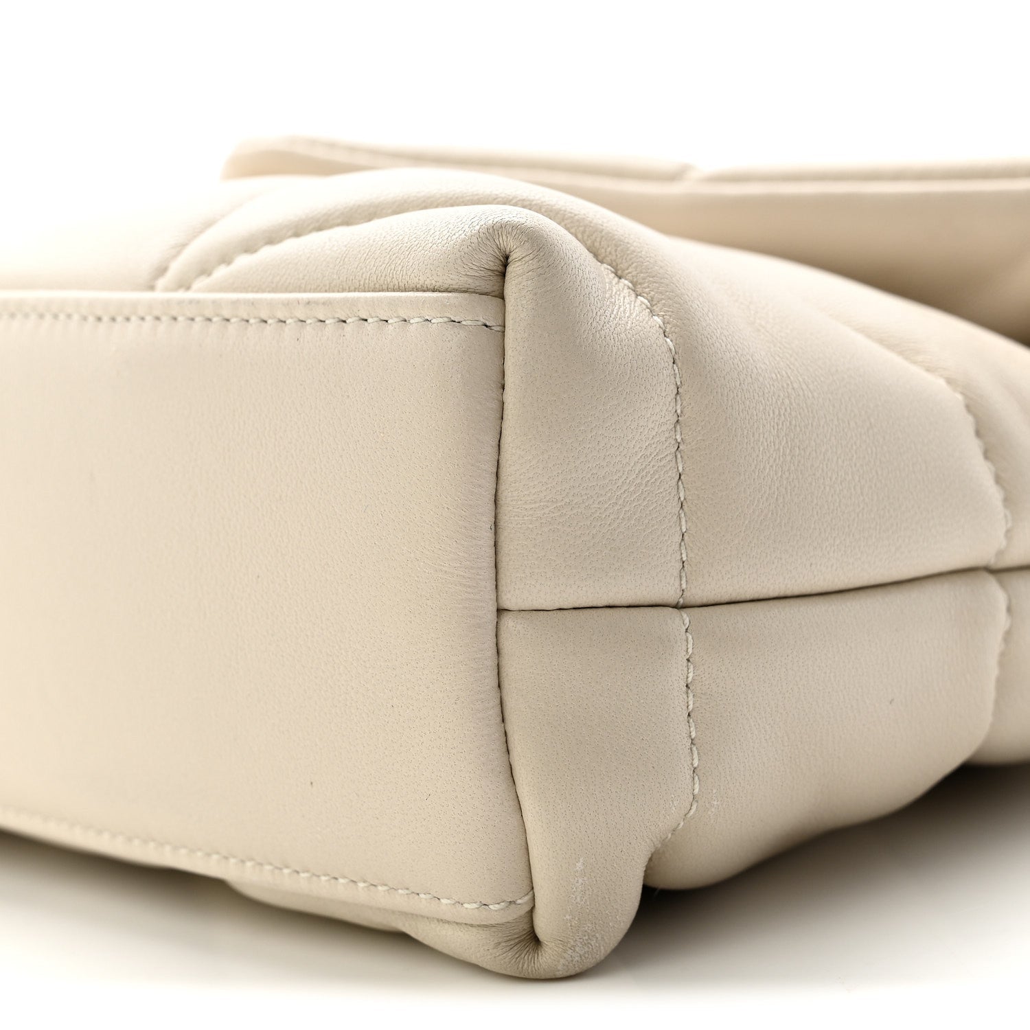Lambskin Quilted Toy Loulou Puffer Monogram Chain Satchel Blanc Vintage