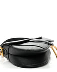 Grained Calfskin Saddle Bag With Strap Black