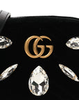 Velvet Matelasse Marquise Crystals Mini GG Marmont Chain Shoulder Bag Black