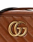 Glazed Calfskin Matelasse Diagonal Small GG Marmont Chain Shoulder Bag Cuir