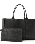 Grained Calfskin Maxi Intrecciato Arco Black
