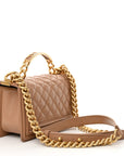 Caviar Quilted Small Top Handle Boy Flap Beige
