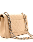 Caviar Quilted Jumbo Double Flap Light Beige