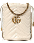 Calfskin Matelasse Mini GG Marmont 2.0 Bucket Bag White