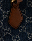 New Denim GG Monogram Medium Ophidia Shopping Tote Blue Tea Cuir