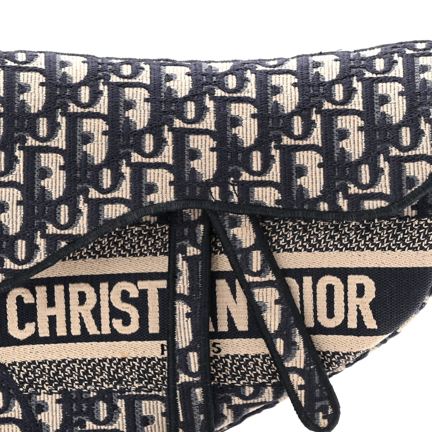 Oblique Embroidered Saddle Bag Blue