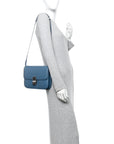 Box Calfskin Medium Classic Box Flap Bag Slate Blue