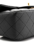 Metallic Caviar Quilted Mini Rectangular Flap Black