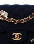 Felt Quilted Paris-Hamburg Charms Mini Rectangular Flap Black Dark Navy