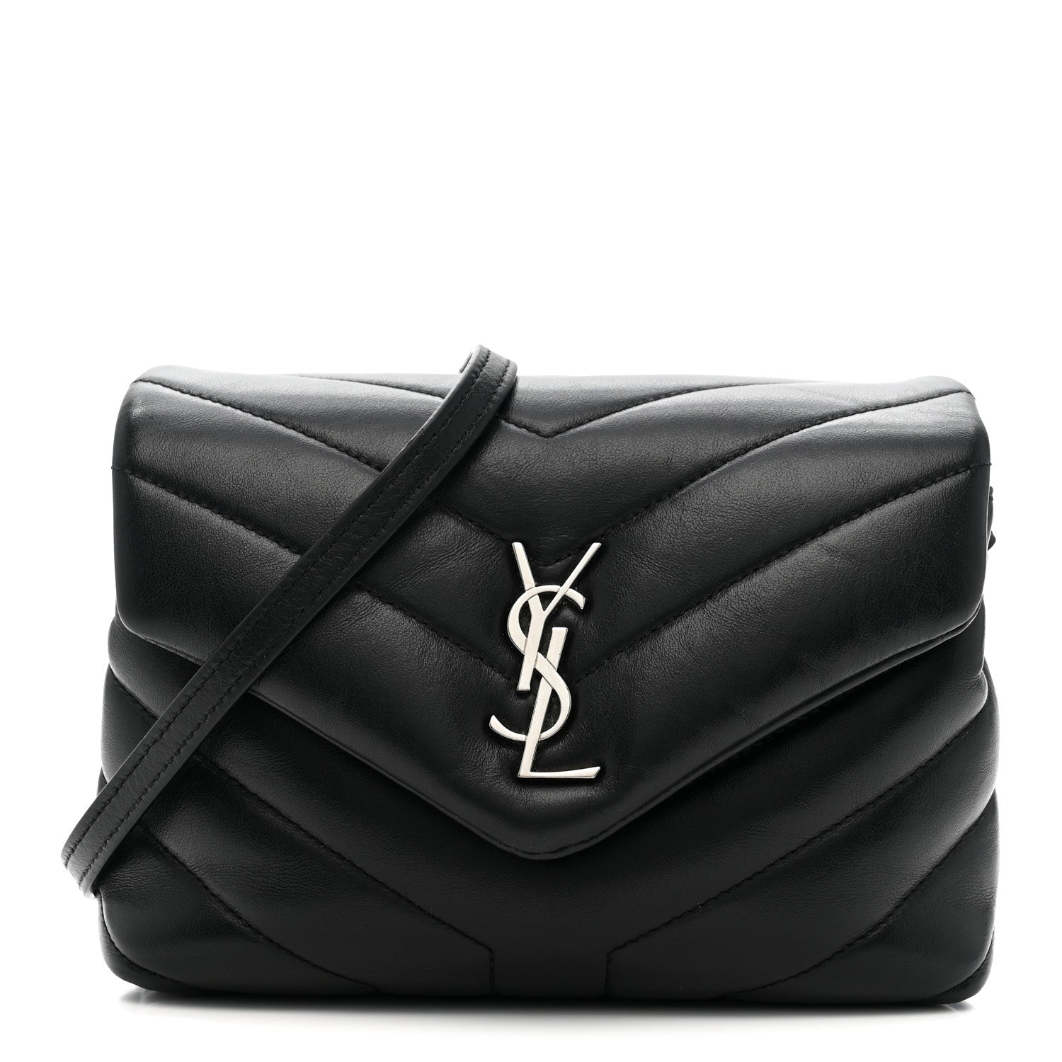 Calfskin Y Quilted Monogram Toy Loulou Crossbody Bag Black