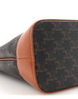 Triomphe Canvas Calfskin Small Bucket Bag Tan