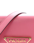 Box Calfskin Triangle Embleme Flap Shoulder Bag Begonia