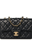 Lambskin Quilted Mini Rectangular Flap Black