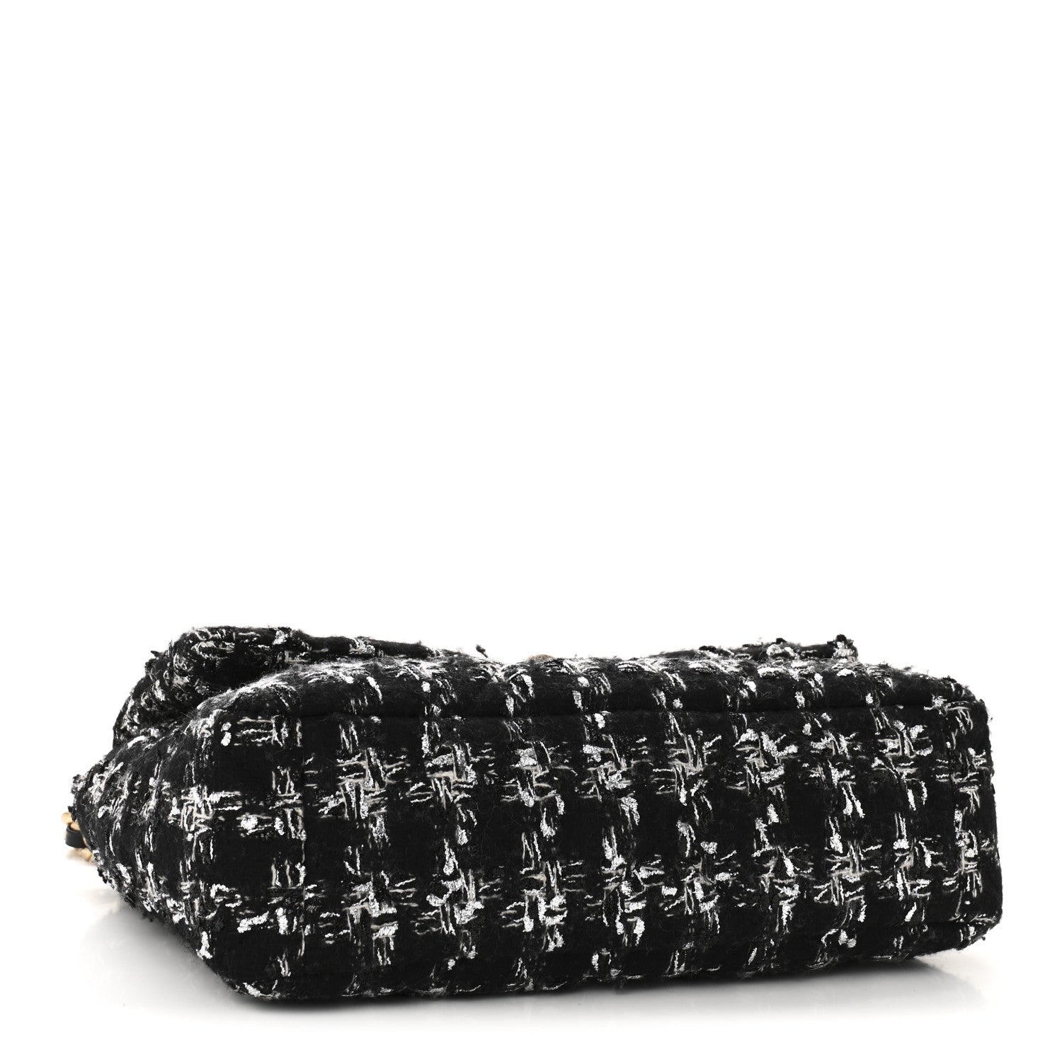 Tweed Quilted Large CHNL 19 Flap Black Silver Ecru