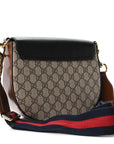 GG Supreme Monogram Web Medium Padlock Messenger Shoulder Bag Black