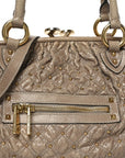 Snakeskin Embossed Calfskin Quilted Studded Beige