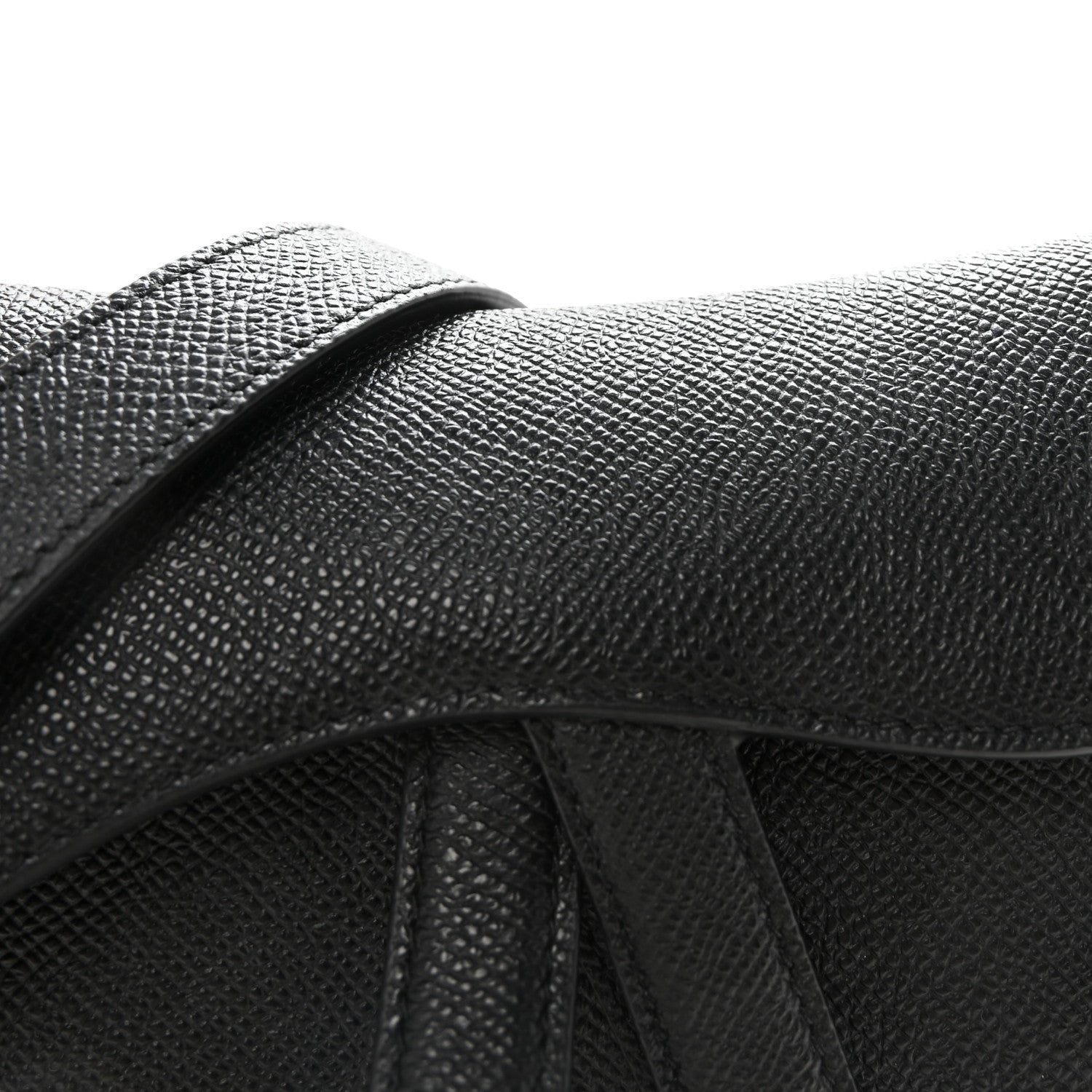 Grained Calfskin Mini Saddle Bag With Strap Black