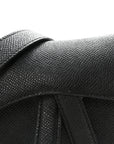 Grained Calfskin Mini Saddle Bag With Strap Black