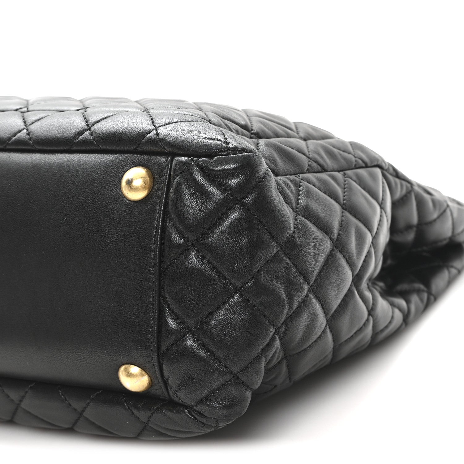 Lambskin Quilted Large Tote Black