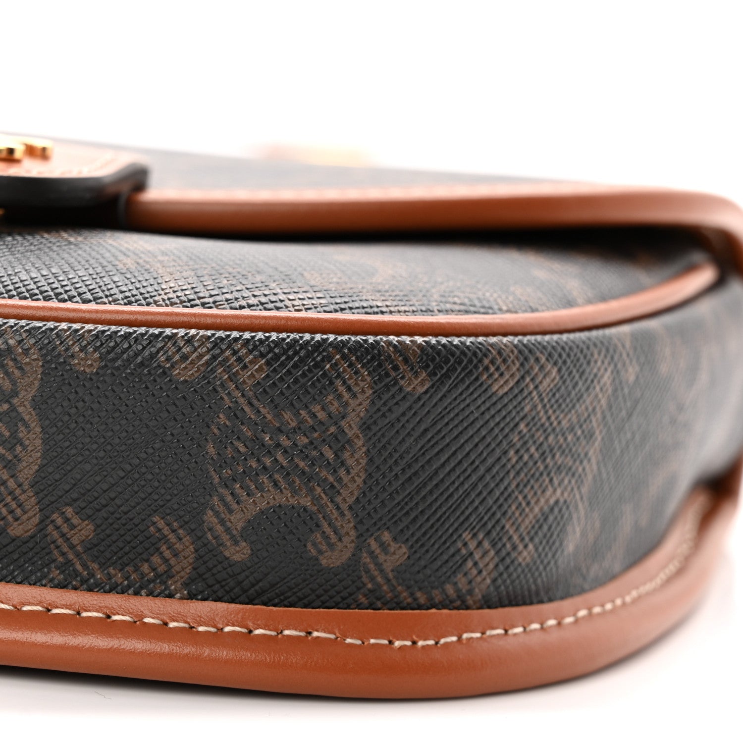 Canvas Calfskin Triomphe Mini Besace Tan