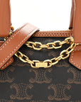 Triomphe Canvas Calfskin Mini Boston Bag Tan