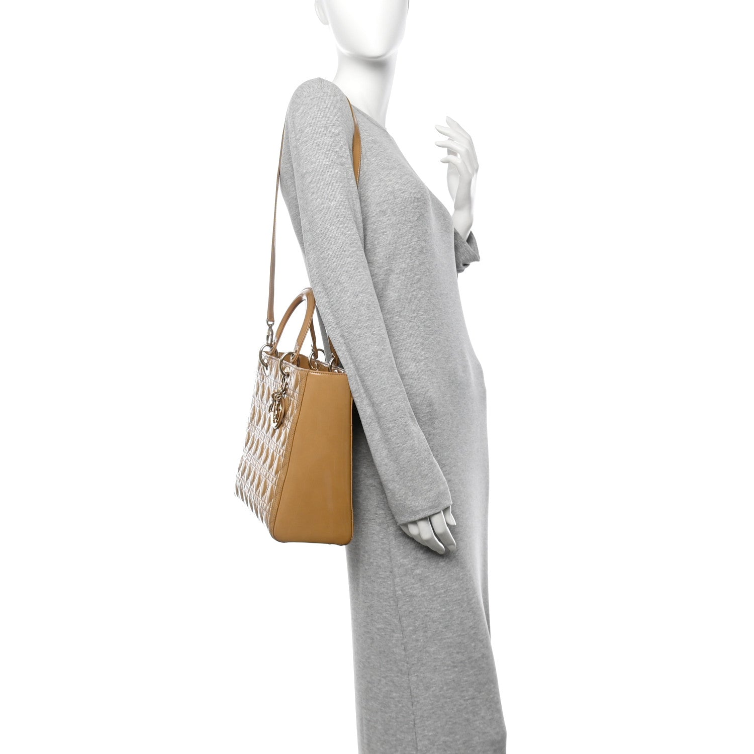 Patent Cannage Large Lady D1OR Dark Beige