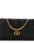 Supple Calfskin Caro Pouch with Chain Black