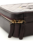 Iridescent Caviar Quilted Medium CC Filigree Vanity Case Burgundy