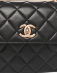 Lambskin Quilted Small Trendy CC Dual Handle Flap Bag Black