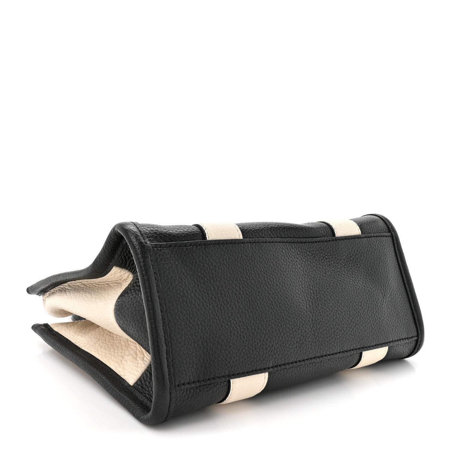 Grained Calfskin Small The Tote Bag Ivory Black