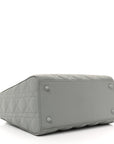 Ultra Matte Calfskin Cannage Medium Lady D1OR Grey Stone