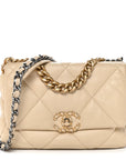 Lambskin Quilted Medium CHNL 19 Flap Light Beige