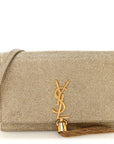 Metallic Canvas Woven Small Classic Monogram Kate Tassel Chain Wallet Gold