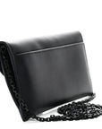 Ultra Matte Calfskin Saddle Chain Wallet Pouch Black