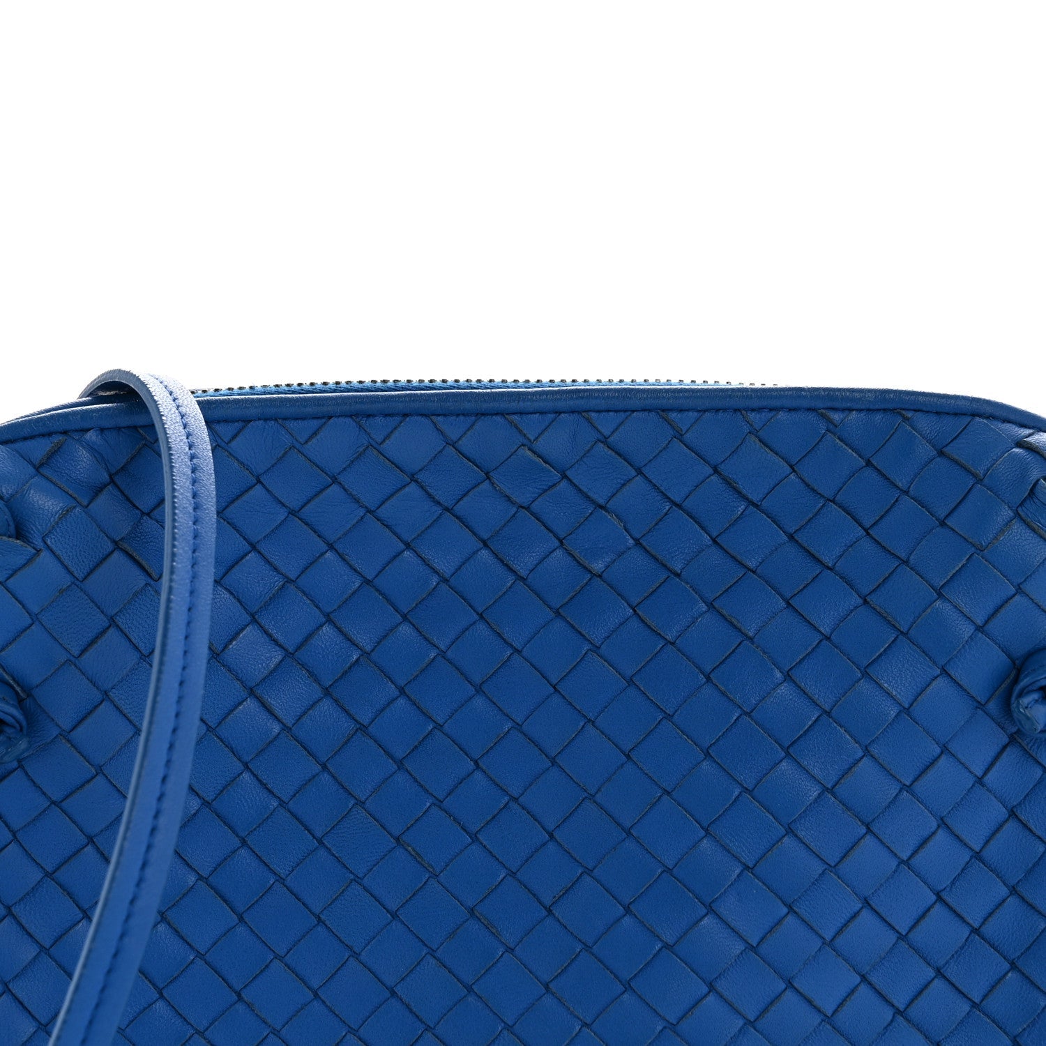Nappa Intrecciato Double Compartment Crossbody Bag Atlantic Blue