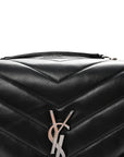 Calfskin Y Quilted Monogram Medium Loulou Chain Satchel Black
