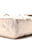 Metallic Lambskin Cannage Small Lady D-Joy Champagne