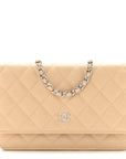 Caviar Quilted Wallet on Chain WOC Beige