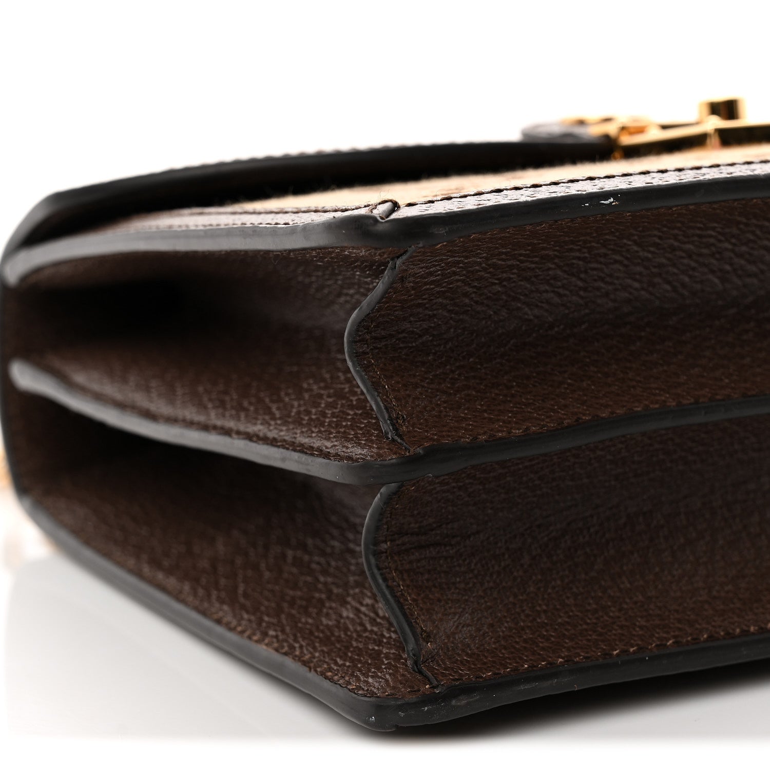 Monogram Jumbo GG Textured Dollar Calfskin Web Small Ophidia Padlock Top Handle Bag Camel Ebony New Acero